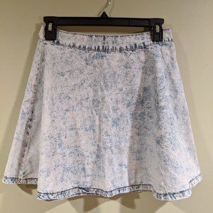 Acid Wash Denim Skater Skirt